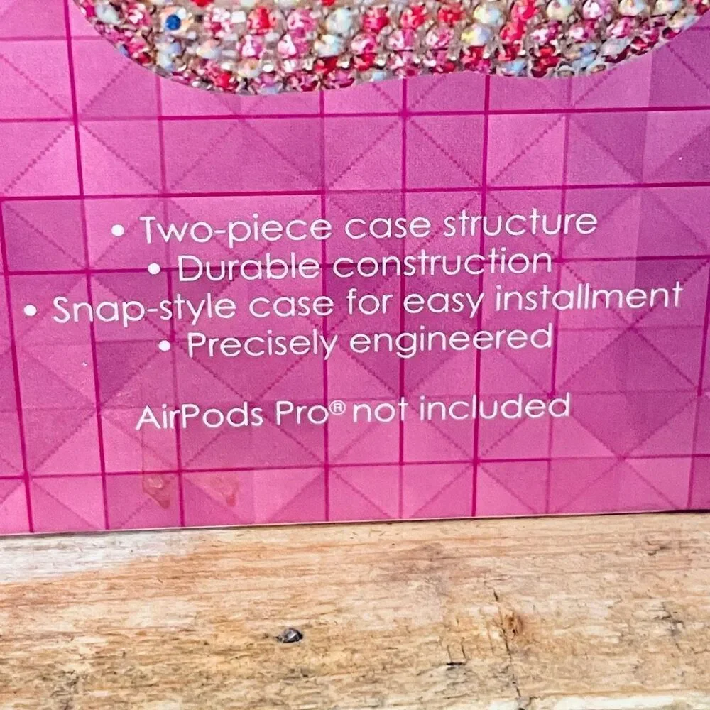 NWT Bling Pink Rhinestones case cover Apple AirPods Pro Anti shock & carabiner